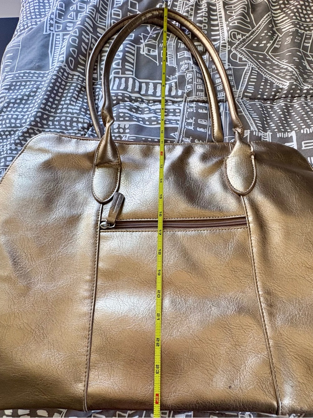 Bueno Vintage Gold Shoulder Tote Bag – Faux Leather Boho Satchel - Picture 8 of 12